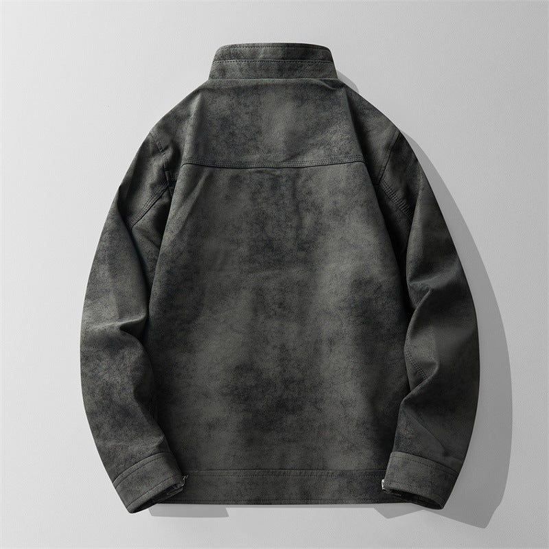 Slim Fit Handsome Motorcycle Suit Stand Collar PU veste en cuir