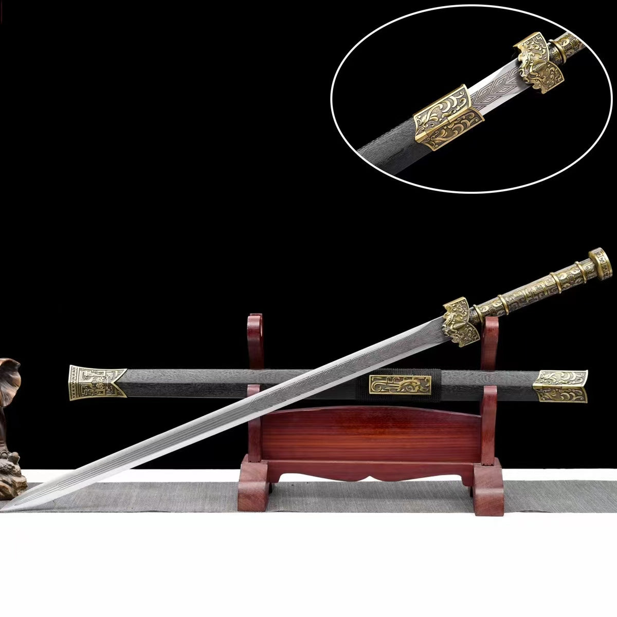 Glorieuse Epée de retour Véritable Epée de vrai Manganèse Acier forgé Han Style Epée militaire S