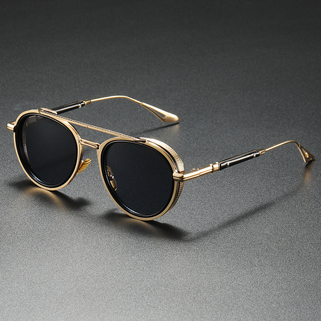 Lunettes de soleil ovales Retro Double Lunettes de mode Beam