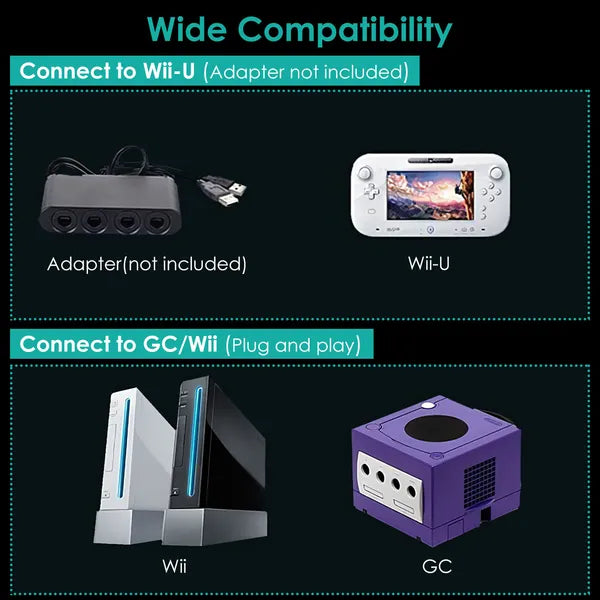 Shock Wired Game Controller Gamepad Compatible avec Nintendo Wii Gamecube