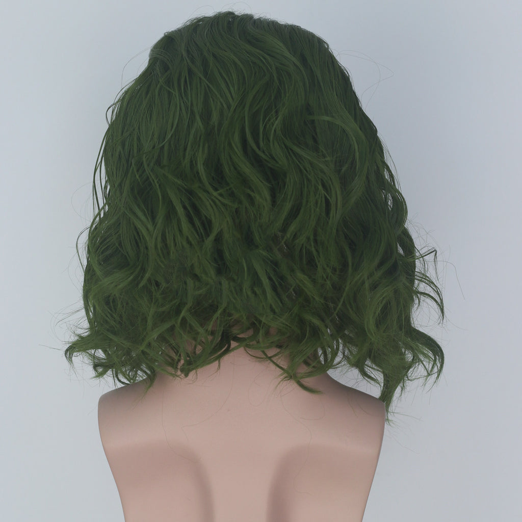 Simulation scalp vert court cheveux bouclés anime