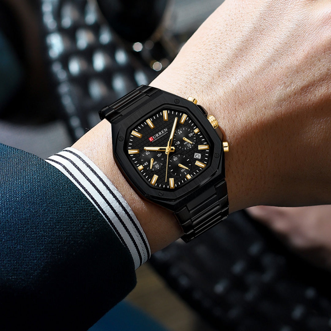 Calendrier à six broches pour hommes Business Steel Belt Watch