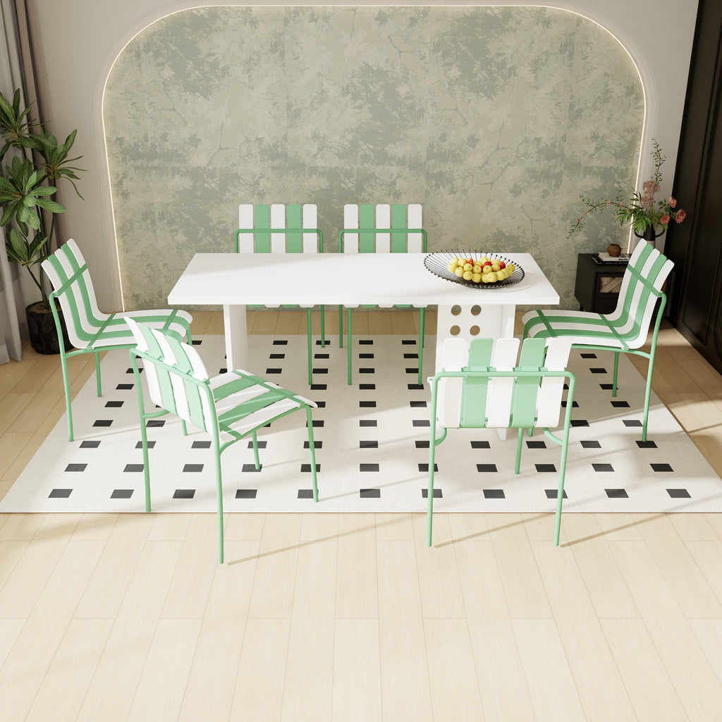 Summer- 4-Pack Chaises de bloc de couleur rayé moderne - Siège PP étanche et jambes en métal robuste