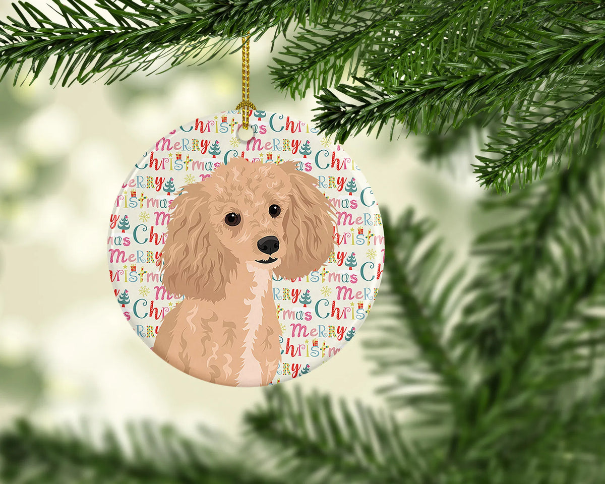 Poodle Toy Apricot #1 Ornement de Noël en céramique Décorations suspendues arbre de Noël pour Ho