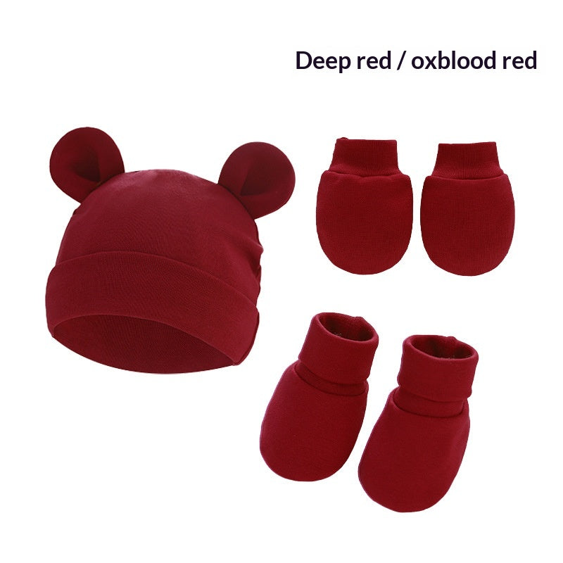 Chapeau nouveau-né Mittens et chaussettes avec des chaussures en caoutchouc