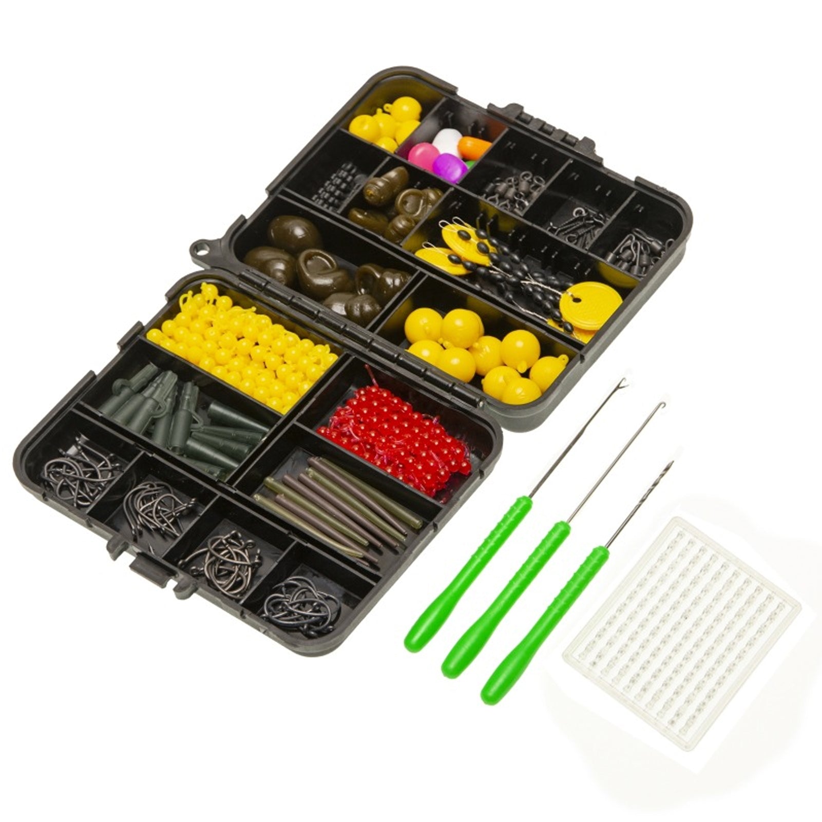328pcs Kit d'équipement de pêche de la carpe Boîte de pêche de la carpe Inclure les pivots Baignoire Float Fishi