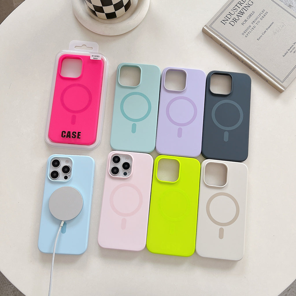 Silicone liquide de couleur solide Grand trou boîtier de téléphone magnétique
