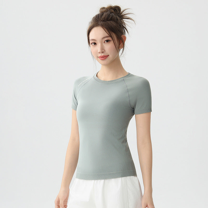 Courir rapidement à manches courtes pour femmes d'été mince entraînement de fitness Yoga Top Slim Fit
