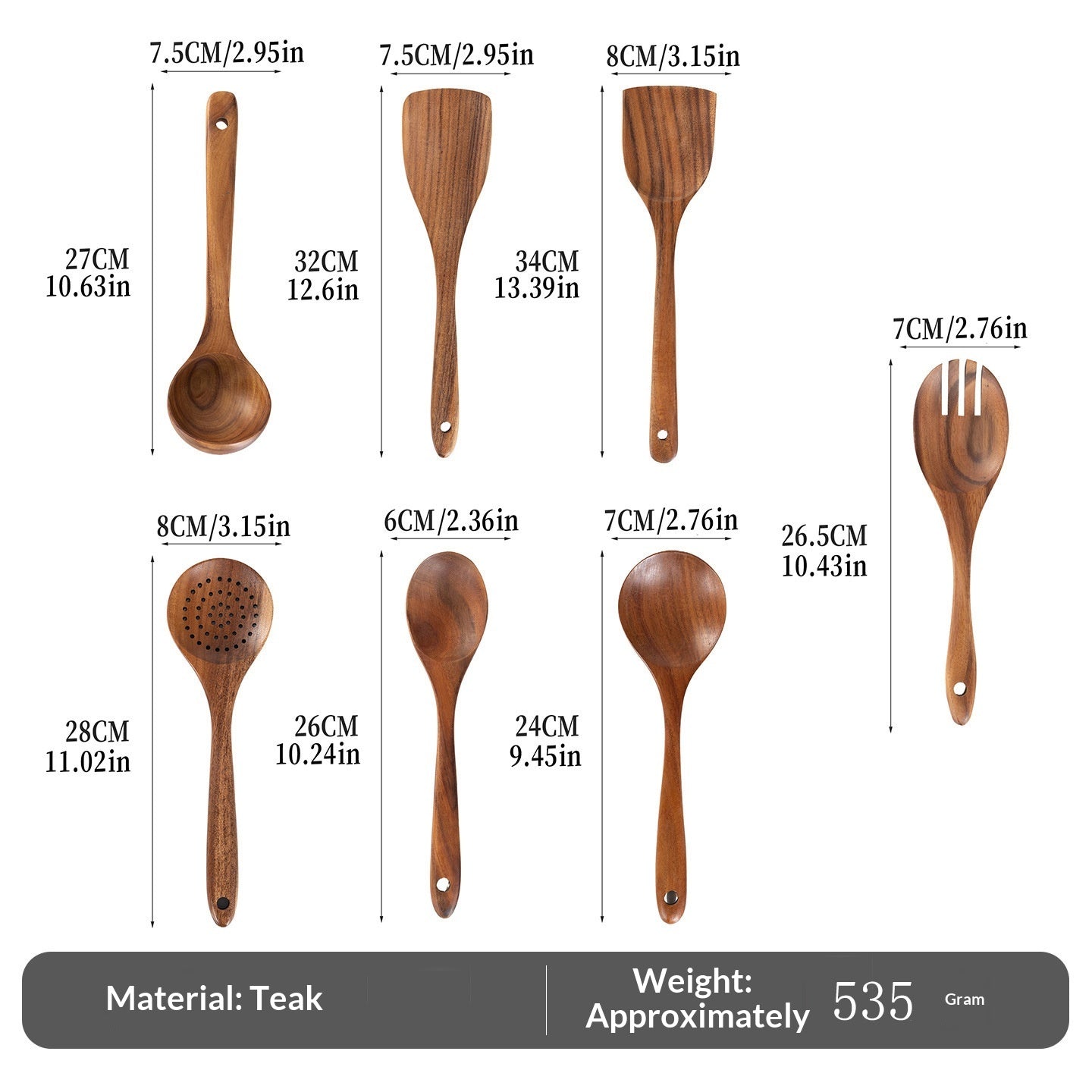 Ensemble de spatules en bois de teck