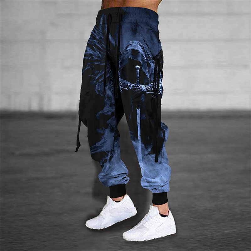 Pantalon retro Harem drawstring élastique avec imprimé animal 3D pour hommes Pantalons athlétique