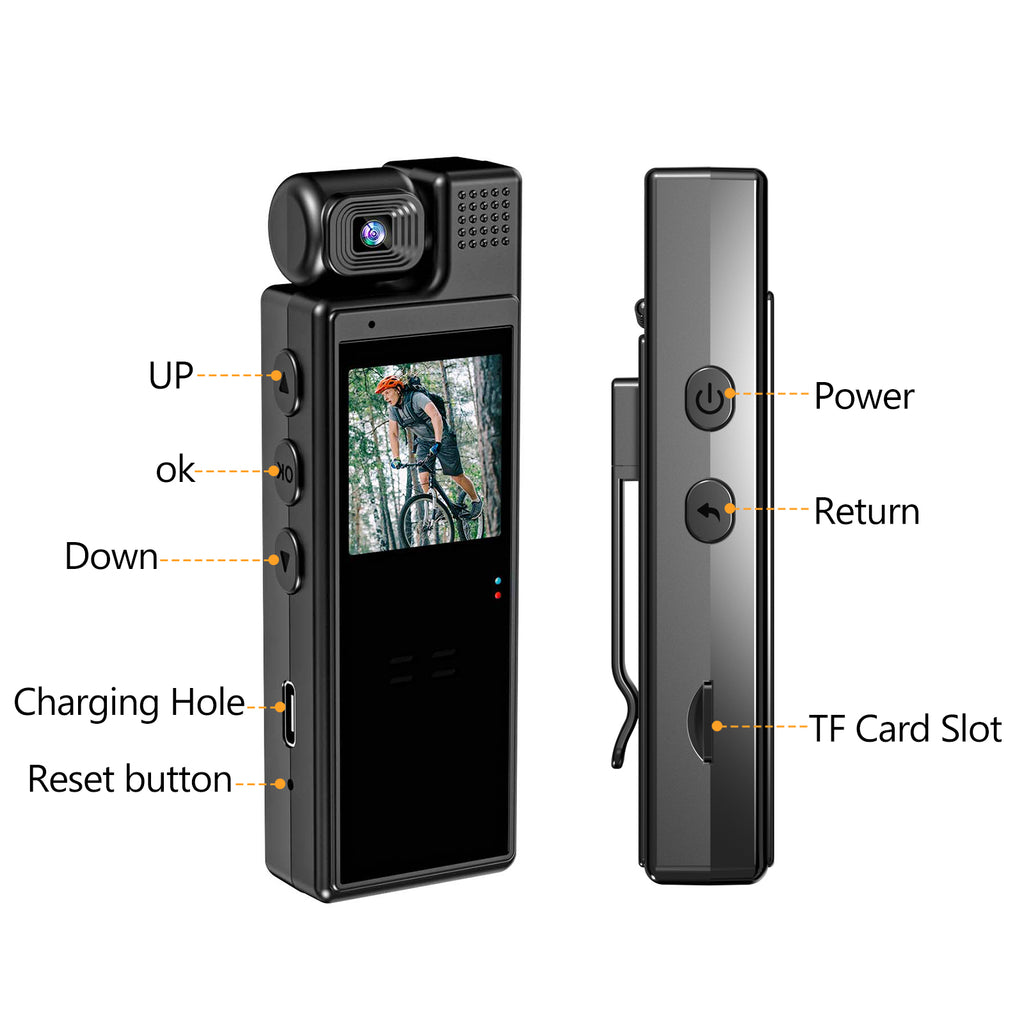 Caméra de corps HD 1080P avec objectif rotatif