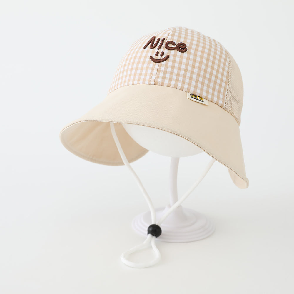 Été Garçons' et les filles' large bordé rayé brodé lettre style casual pêche chapeau F