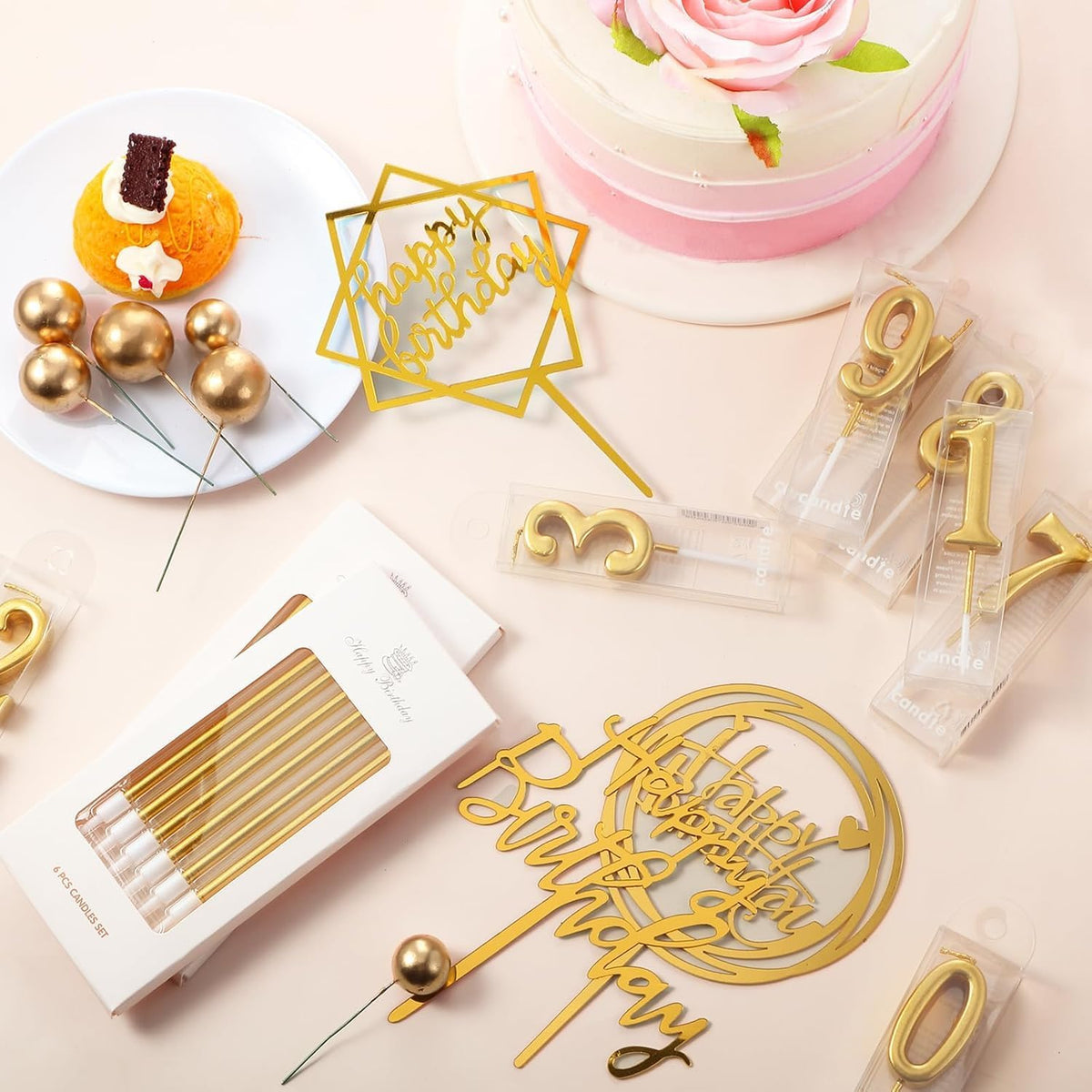 Or Anniversaire Cake Toppers 34 Unités