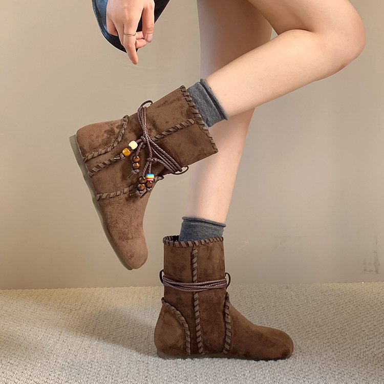 Automne Femmes Niche Vieille Bottes de cheville de Tassel
