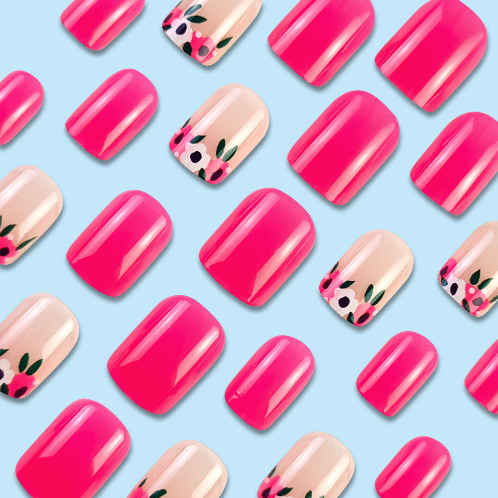 24 pièces de stickers à ongles en acrylique rose rose avec
