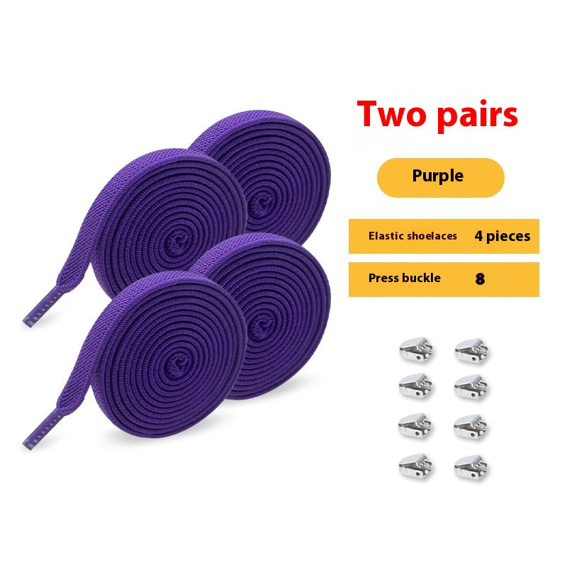 Shoelace pour les gens paresseux Rope élastique sans lacets Enfants Flat Buckle Chaussures blanches sans cravate