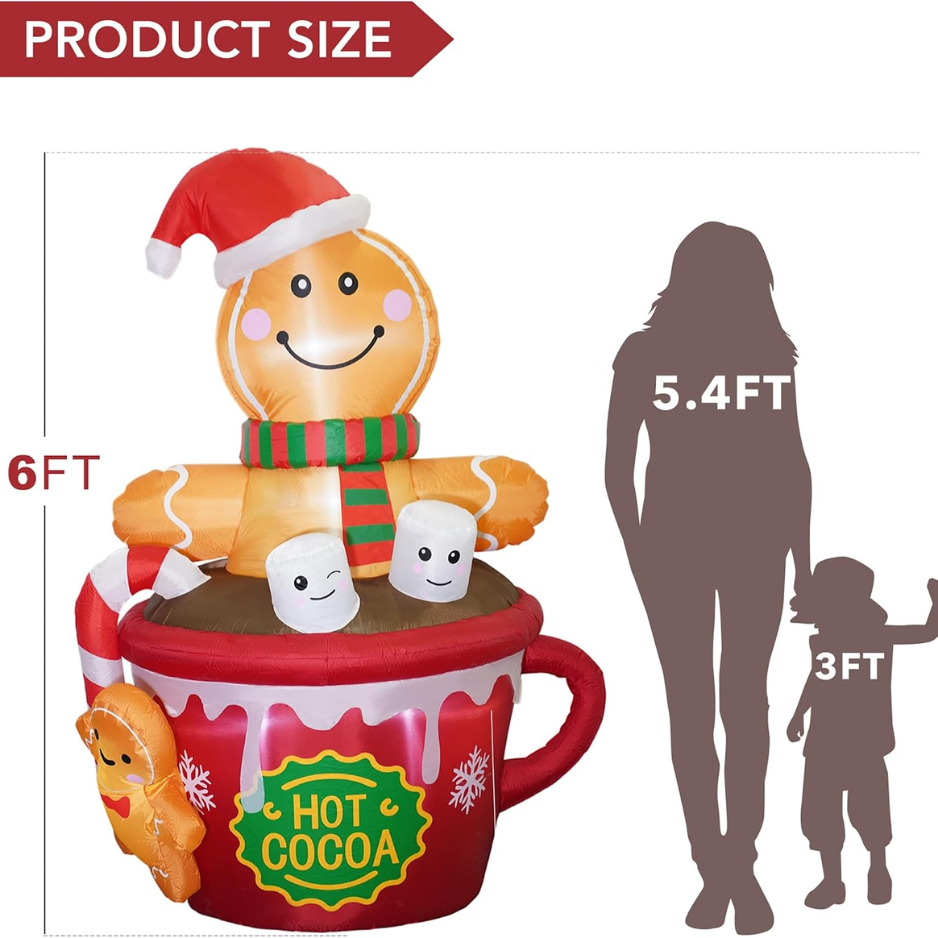 6 FT Gonflables de Noël Décorations extérieures