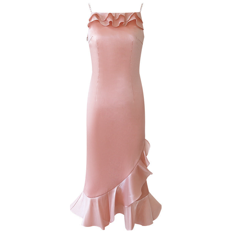 Women's strapless fishtail evening dress