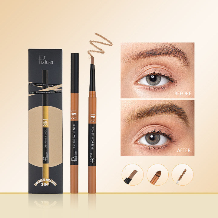 Crayon à sourcils étanche Triangle double tête en trois en un