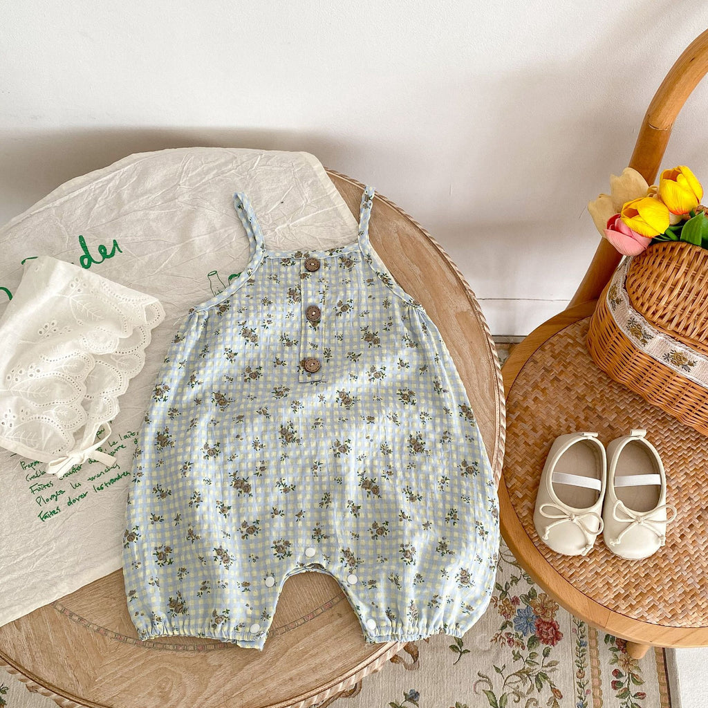 Personnalité Plaid Imprimé Suspendeurs Fleurs Vêtements de travail Pantalons