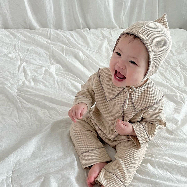 Autumn Baby Waffle Cardigan Set