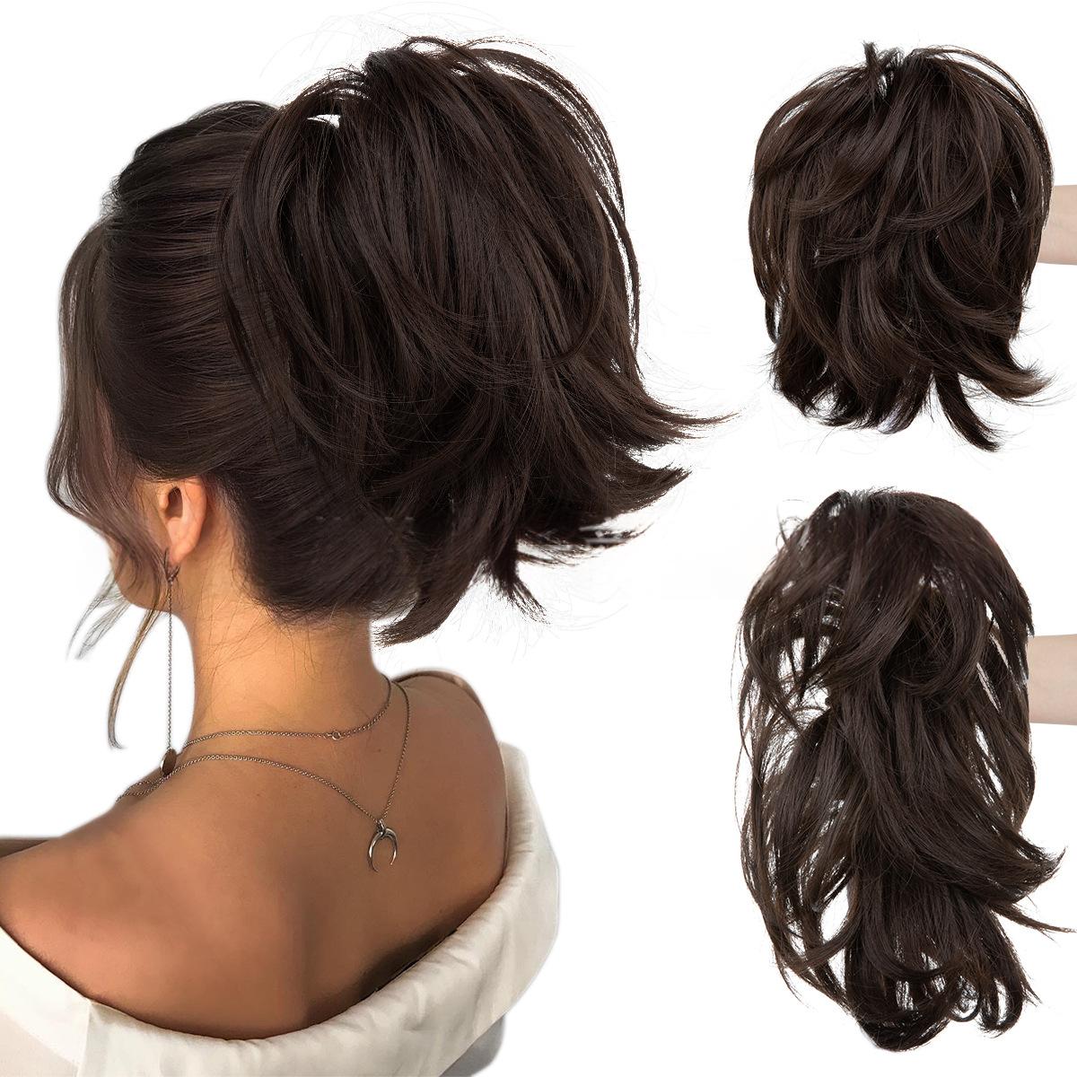 Haute température Synthétique Perruque Cheveux Clip-on Ponytail Femmes Court Style Volumineux Petit C
