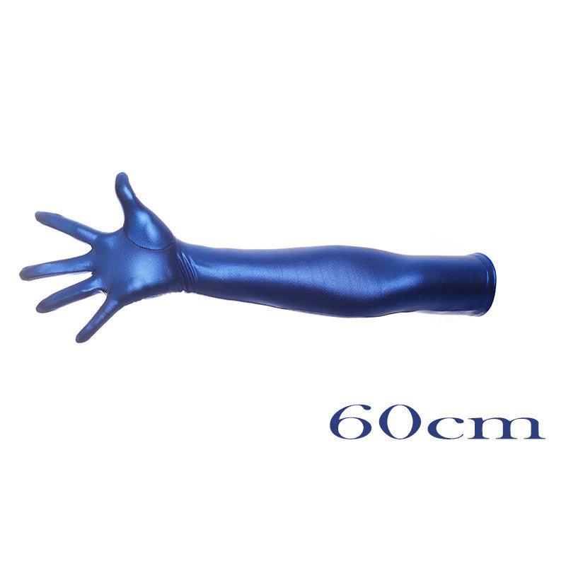 Gants d'estampage et de déguisement de long en or brillant