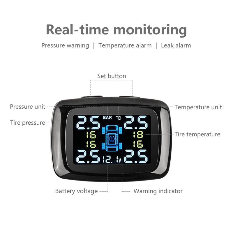 Système de surveillance de la pression des pneus Capteurs Cigarette Lighter USB port Auto Security Alarm Sys