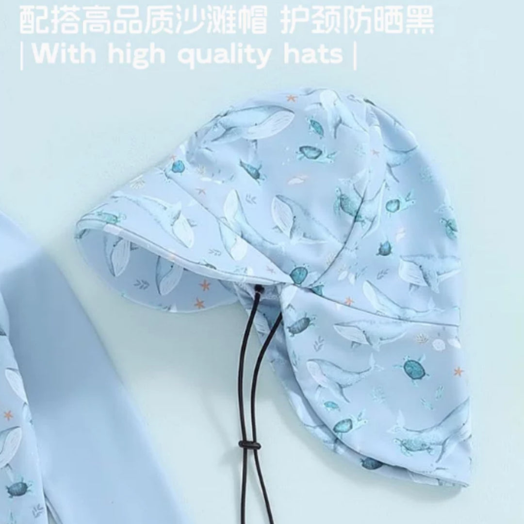 Maillot de bain à manches longues avec protection solaire pour les garçons et les filles