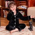 Ensemble de pyjamas de couleur unie de velours d'or pour enfants