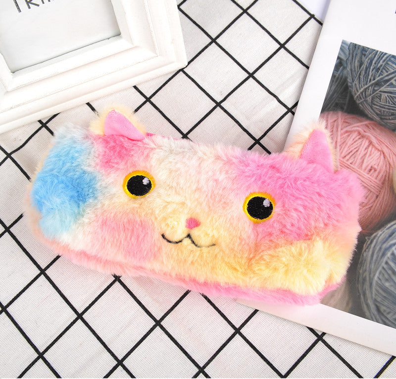 Laser couleur chat peluche crayon cas étudiant papeterie sac