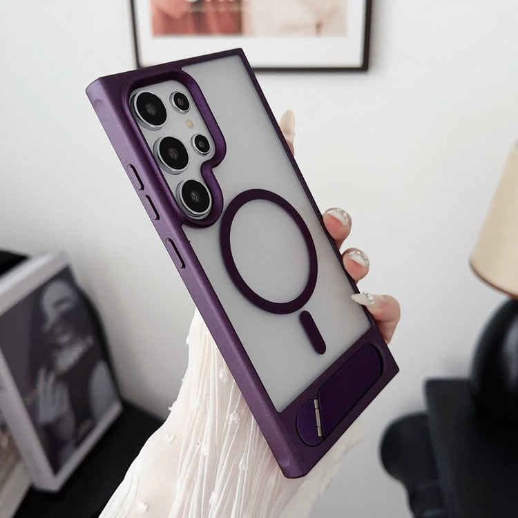 Dossier de téléphone pliant en métal Sentiment de peau magnétique