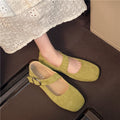 Ballet français Mary Jane Pompes Femmes Été Mode peu profonde Ceinture de bouche Buckle Flat Square T