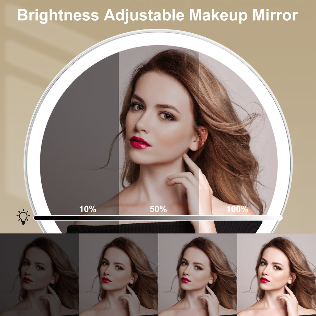 1Pc 7.48En 5X miroir de maquillage lumineux grossissant miroir d'agrandissement variable avec lumières L