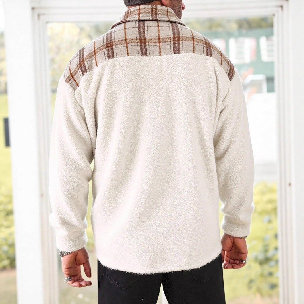 Veste de patchwork en peluche pour hommes