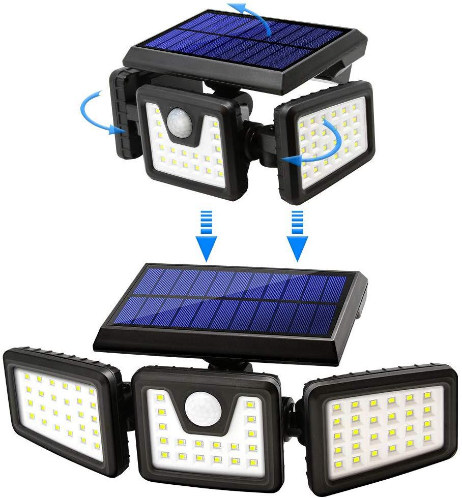 Lumière solaire de jardin 188LED trois lumières de tête