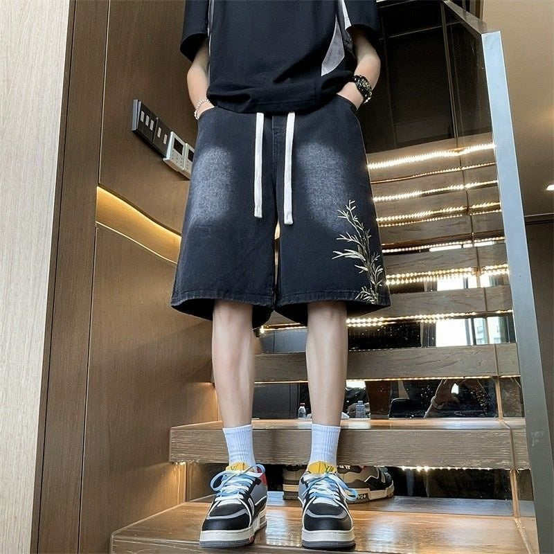 Hommes Été Bamboo Brodé Streetwear Short