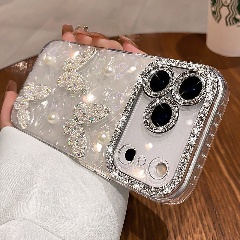 Perle à papillon tridimensionnel Strass Lens Protecteur tout compris