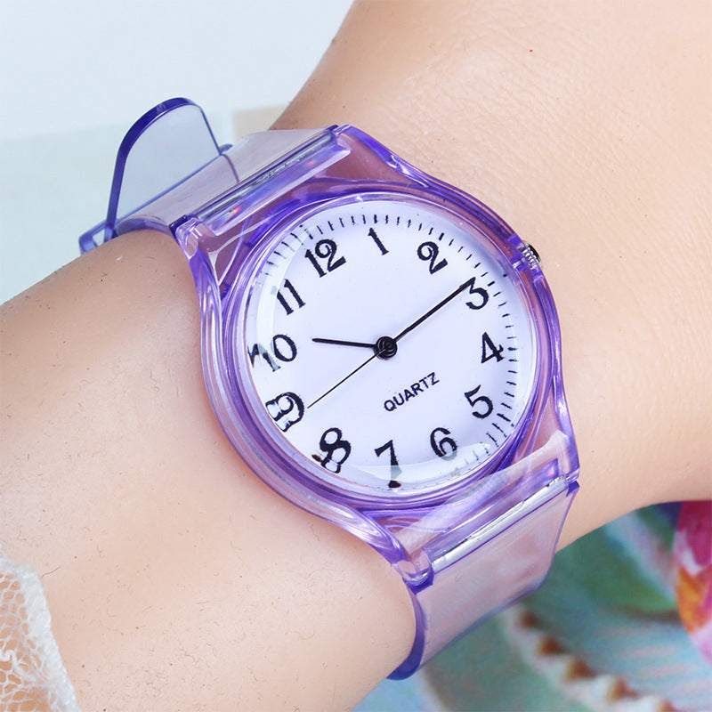 La couleur transparente Bracelet en plastique Cadran Fashion Trend Watch