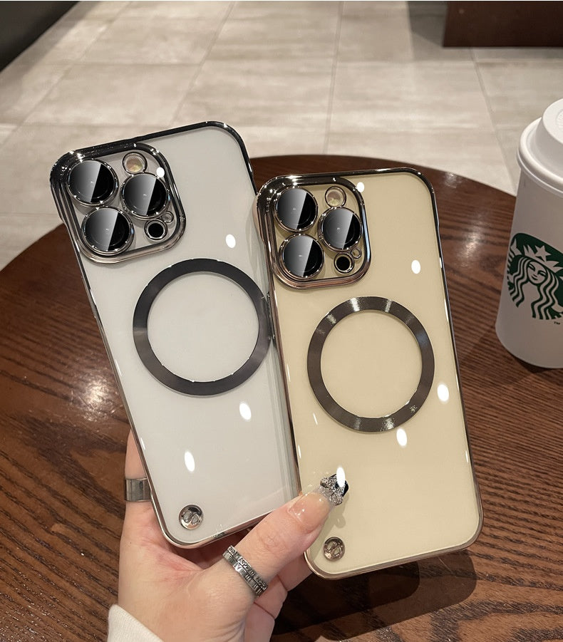 Étanche à la poussière en plastique Net Electroplating Frameless Phone Case I Magnetic Hard Shell