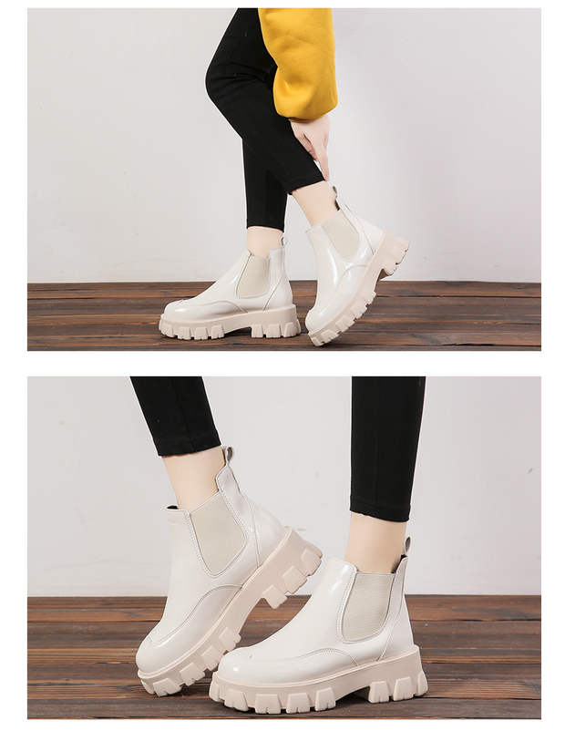 Bottes en cuir verni avec talon de haie