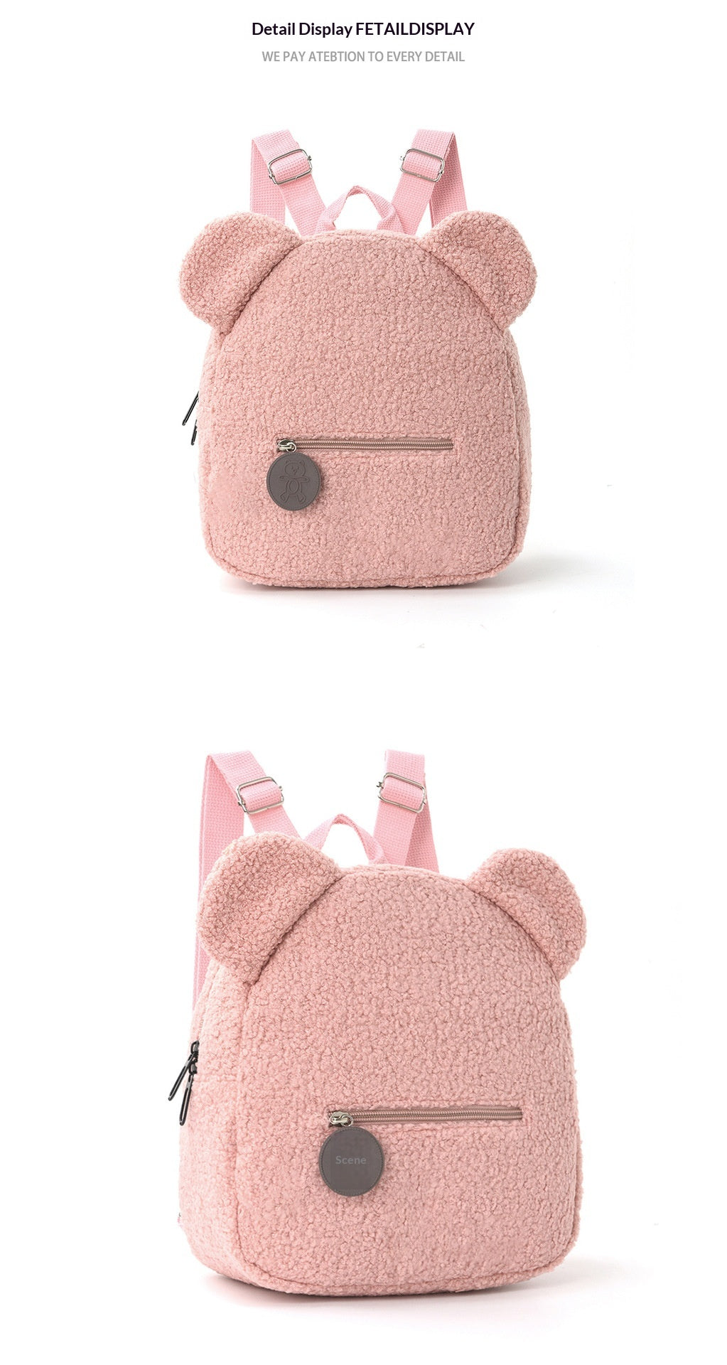 Sac à dos en peluche Mode populaire Casual Ear Teddy Bear Sac à dos Cartoon Sac à dos pour enfants-
