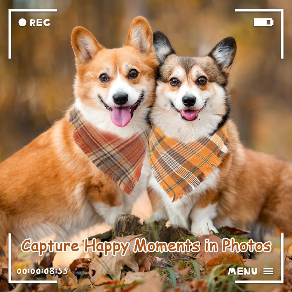 Bandana de chien d'automne Vivant avec des bords de tassels Classic Plaid Triangle Dog Apparel Accessori