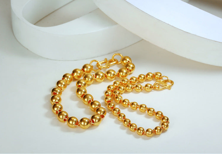Bracelet en perles rond homme avec imitation or 24k