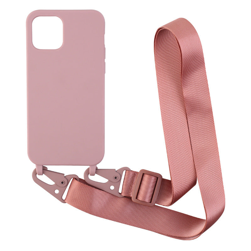 Personnalité Solid Color Lanyard Phone Case