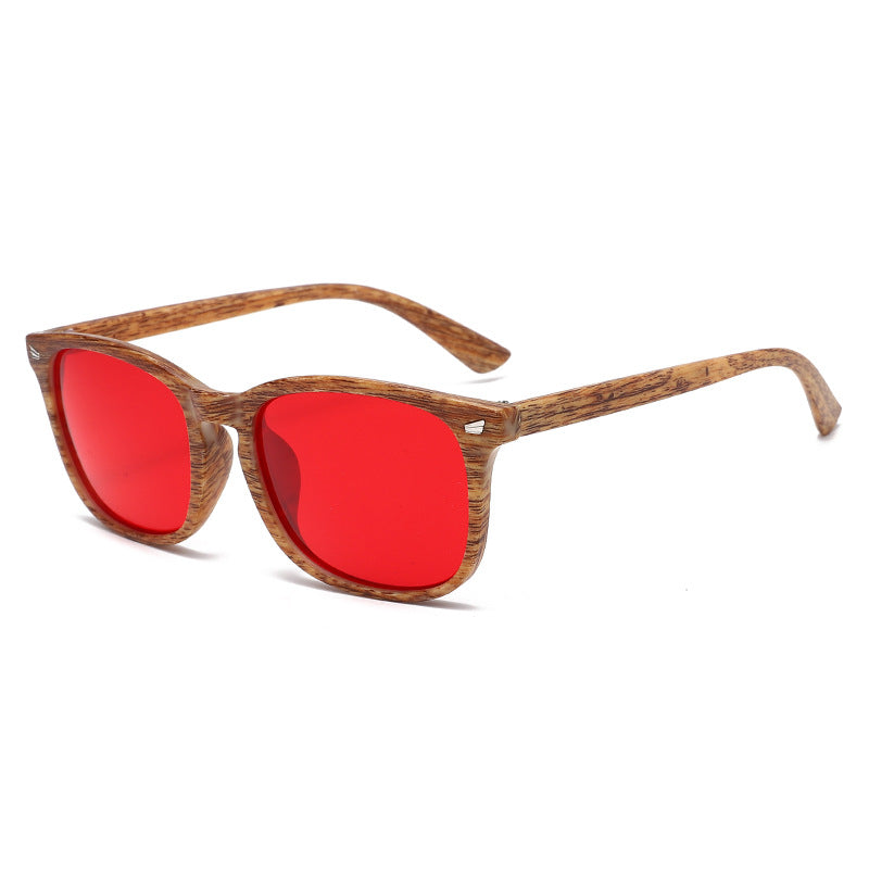 Lunettes de soleil à la mode à cadre carré de protection UV Lensed rouge