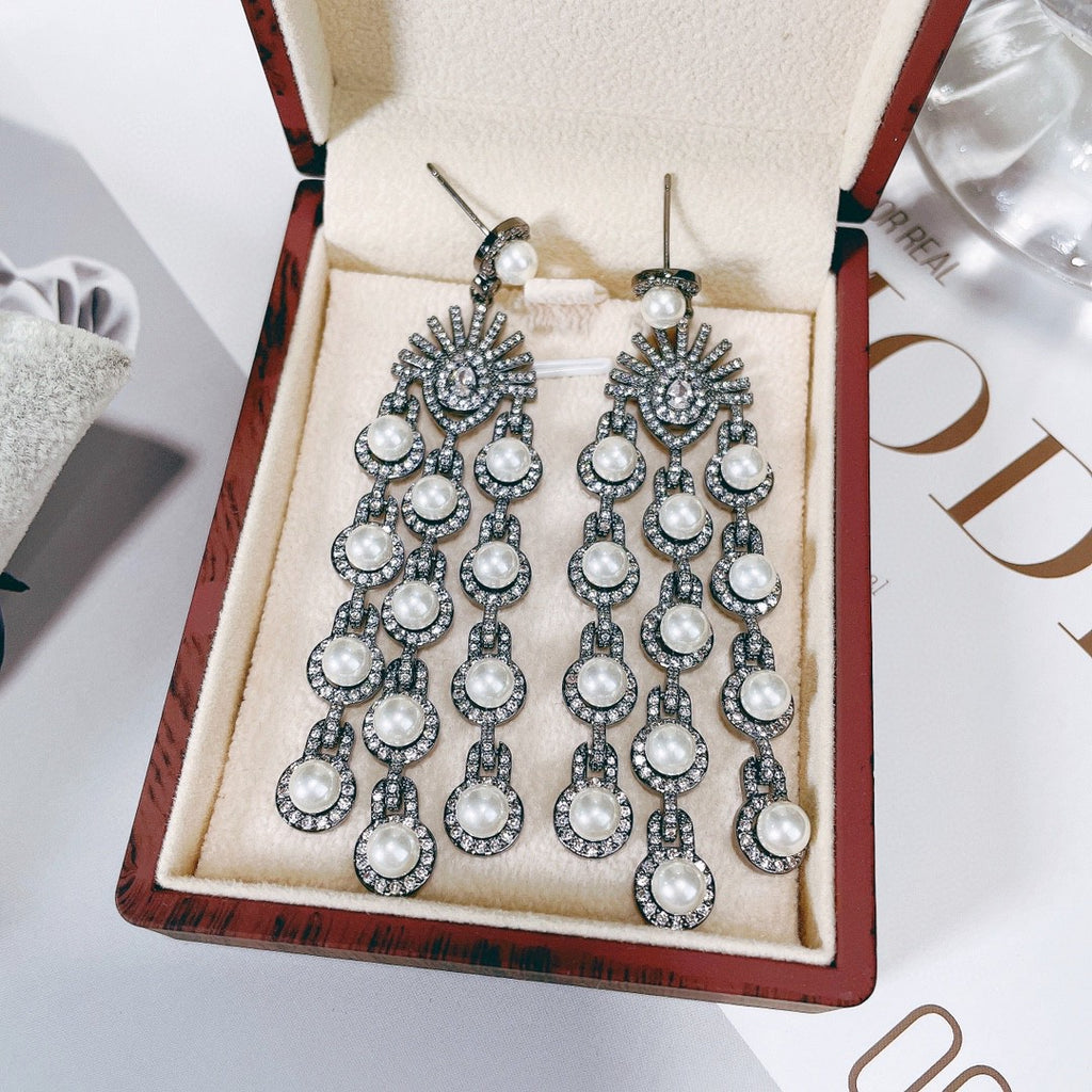 Boucles d'oreilles micro inlay Zircon style perles