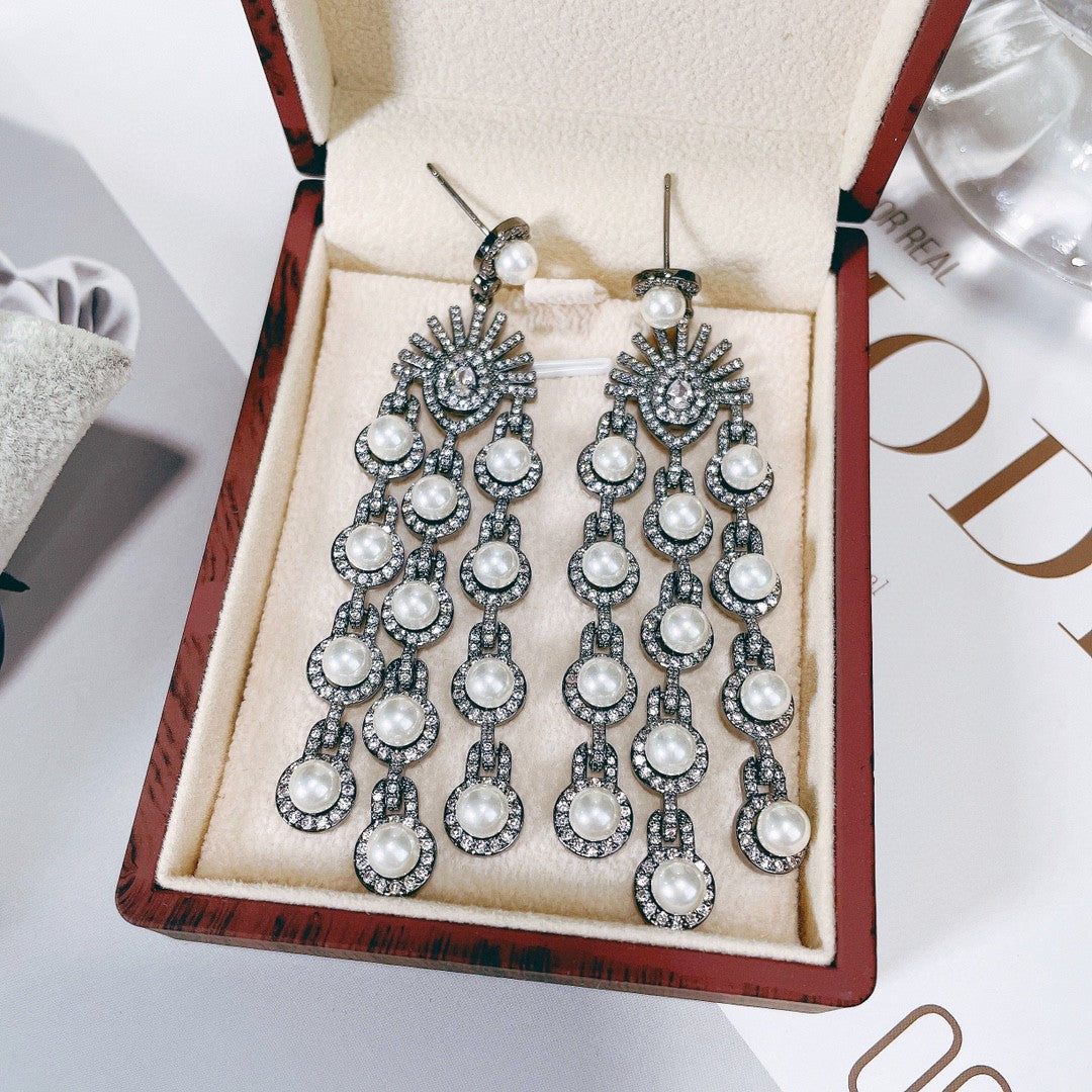 Boucles d'oreilles micro inlay Zircon style perles