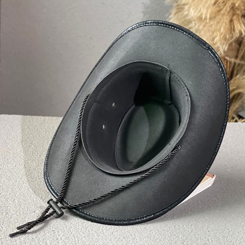 Chapeau en cuir rétro ethnique Western Denim