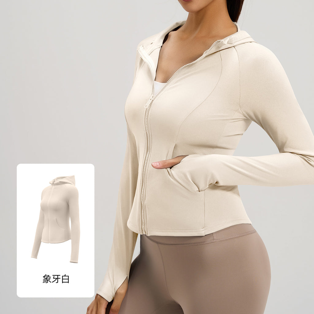 Juyitang printemps femmes à capuche Fitness femmes sport veste de yoga avec pocke